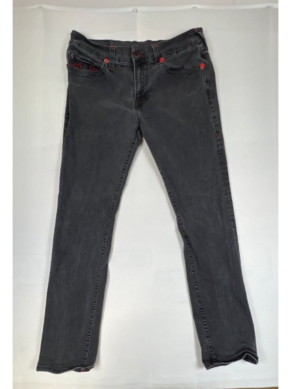 True Religion Men 36 Manchester United Rocco Relaxed Slim Black Denim Jeans